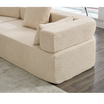 Oversized Combination Sofa,Curved Sofa,Upholstered 4 Seater Couch for Living Room,  Modern Modular 3 Piece Free Combination, Semicircular Modular  Sofa ,  Boucle, Khaki