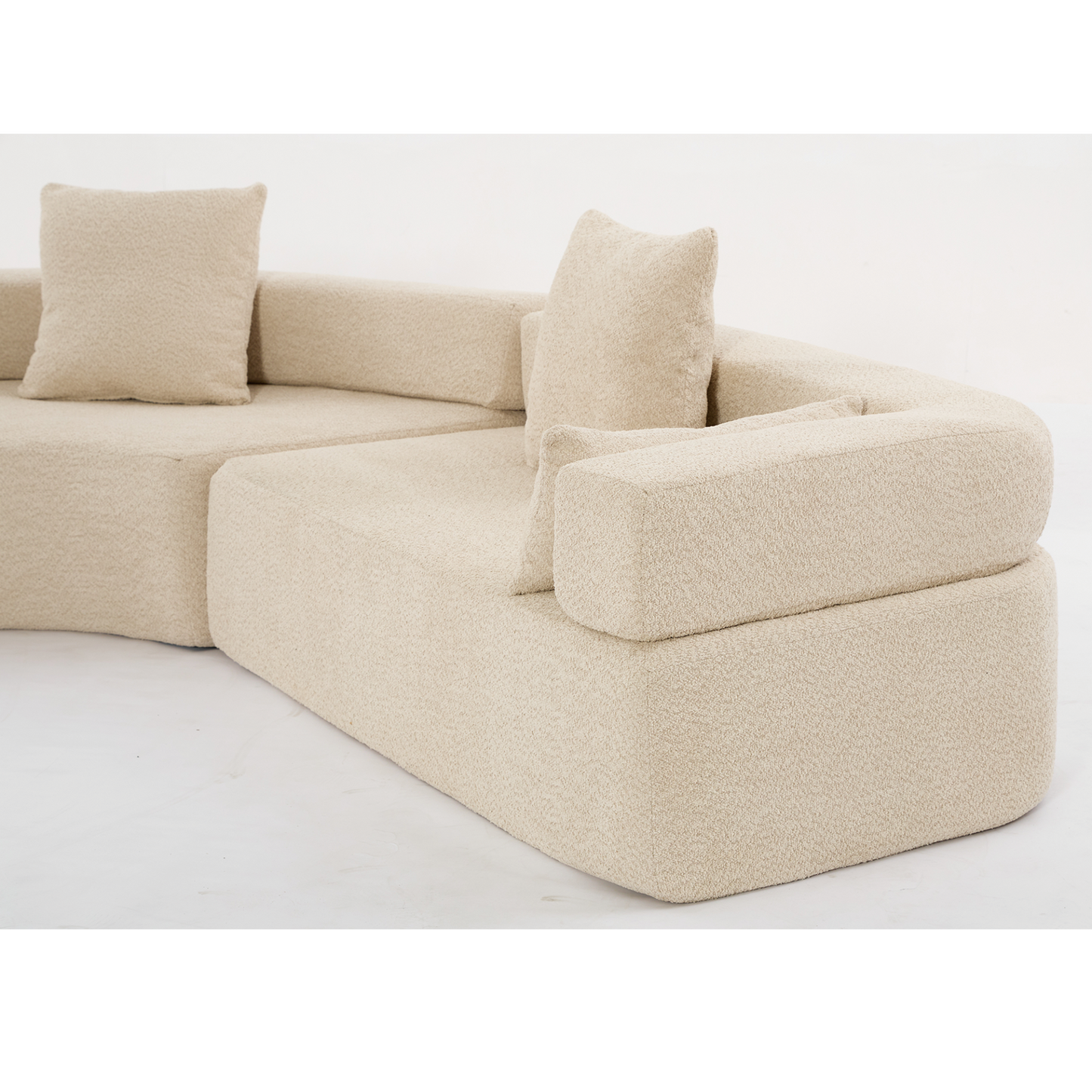 Oversized Combination Sofa,Curved Sofa,Upholstered 4 Seater Couch for Living Room,  Modern Modular 3 Piece Free Combination, Semicircular Modular  Sofa ,  Boucle, Khaki