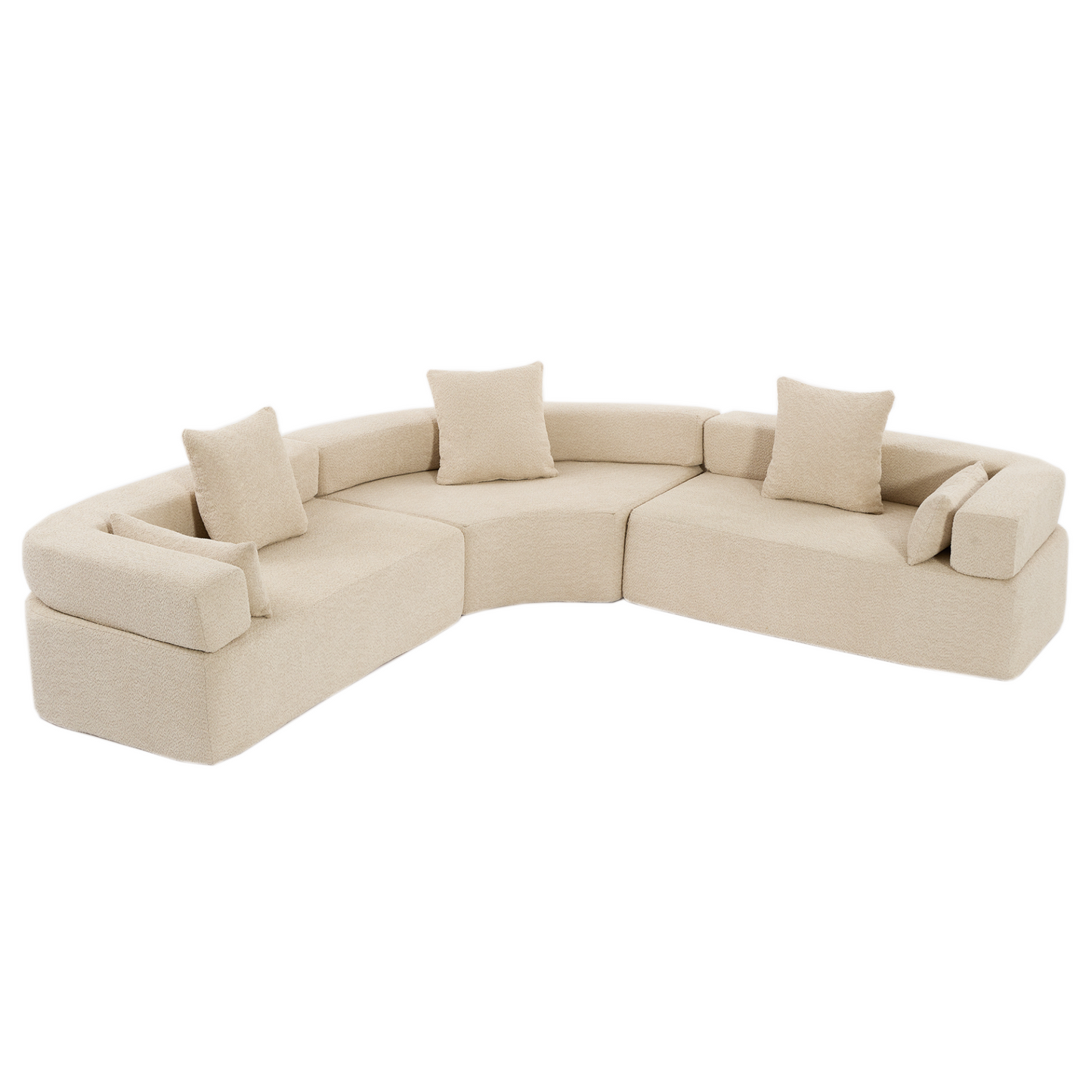 Oversized Combination Sofa,Curved Sofa,Upholstered 4 Seater Couch for Living Room,  Modern Modular 3 Piece Free Combination, Semicircular Modular  Sofa ,  Boucle, Khaki