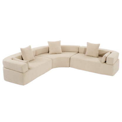 Oversized Combination Sofa,Curved Sofa,Upholstered 4 Seater Couch for Living Room,  Modern Modular 3 Piece Free Combination, Semicircular Modular  Sofa ,  Boucle, Khaki