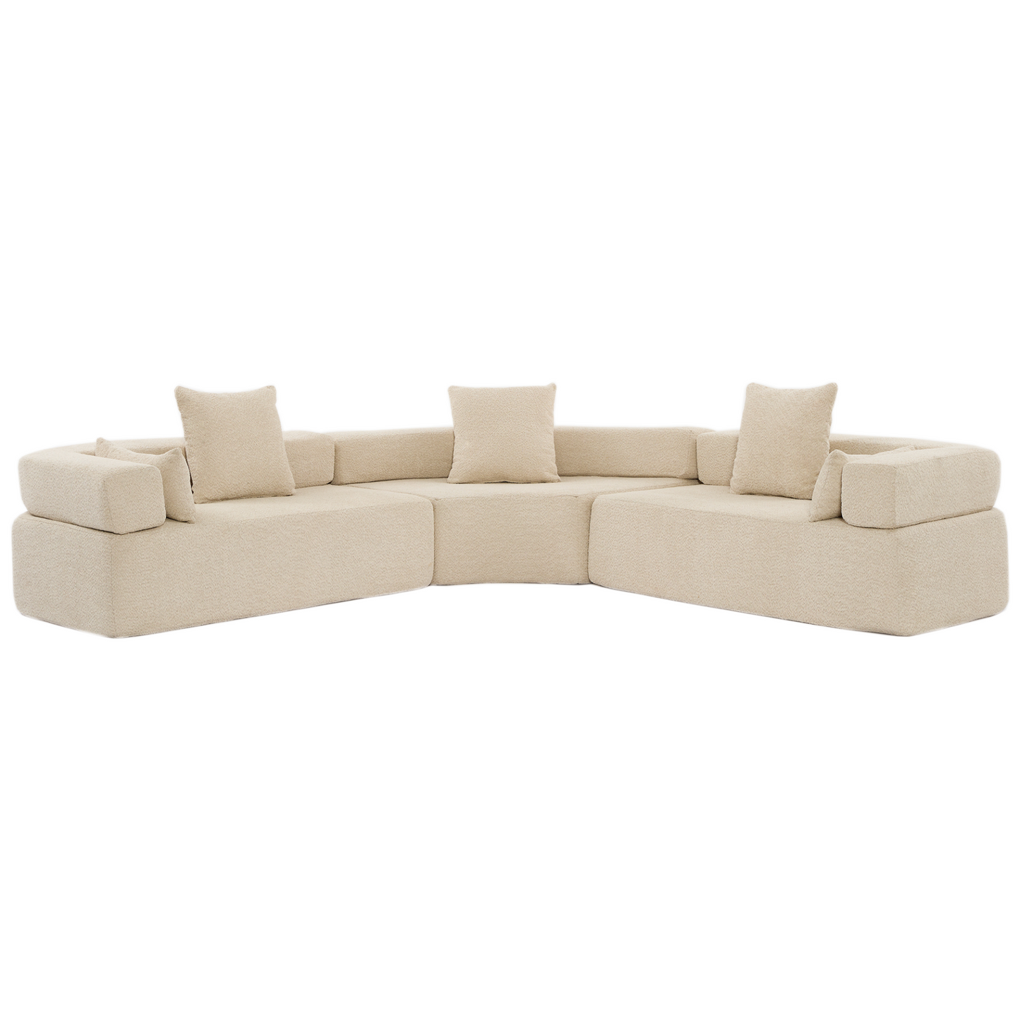 Oversized Combination Sofa,Curved Sofa,Upholstered 4 Seater Couch for Living Room,  Modern Modular 3 Piece Free Combination, Semicircular Modular  Sofa ,  Boucle, Khaki