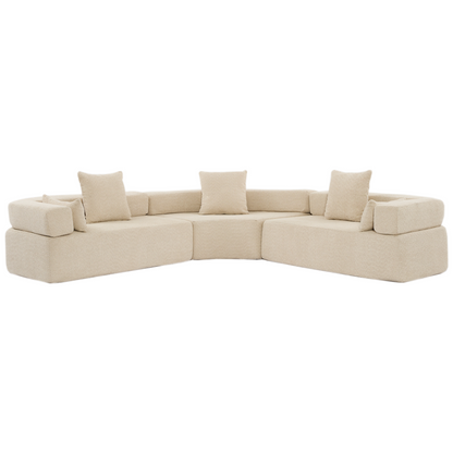 Oversized Combination Sofa,Curved Sofa,Upholstered 4 Seater Couch for Living Room,  Modern Modular 3 Piece Free Combination, Semicircular Modular  Sofa ,  Boucle, Khaki