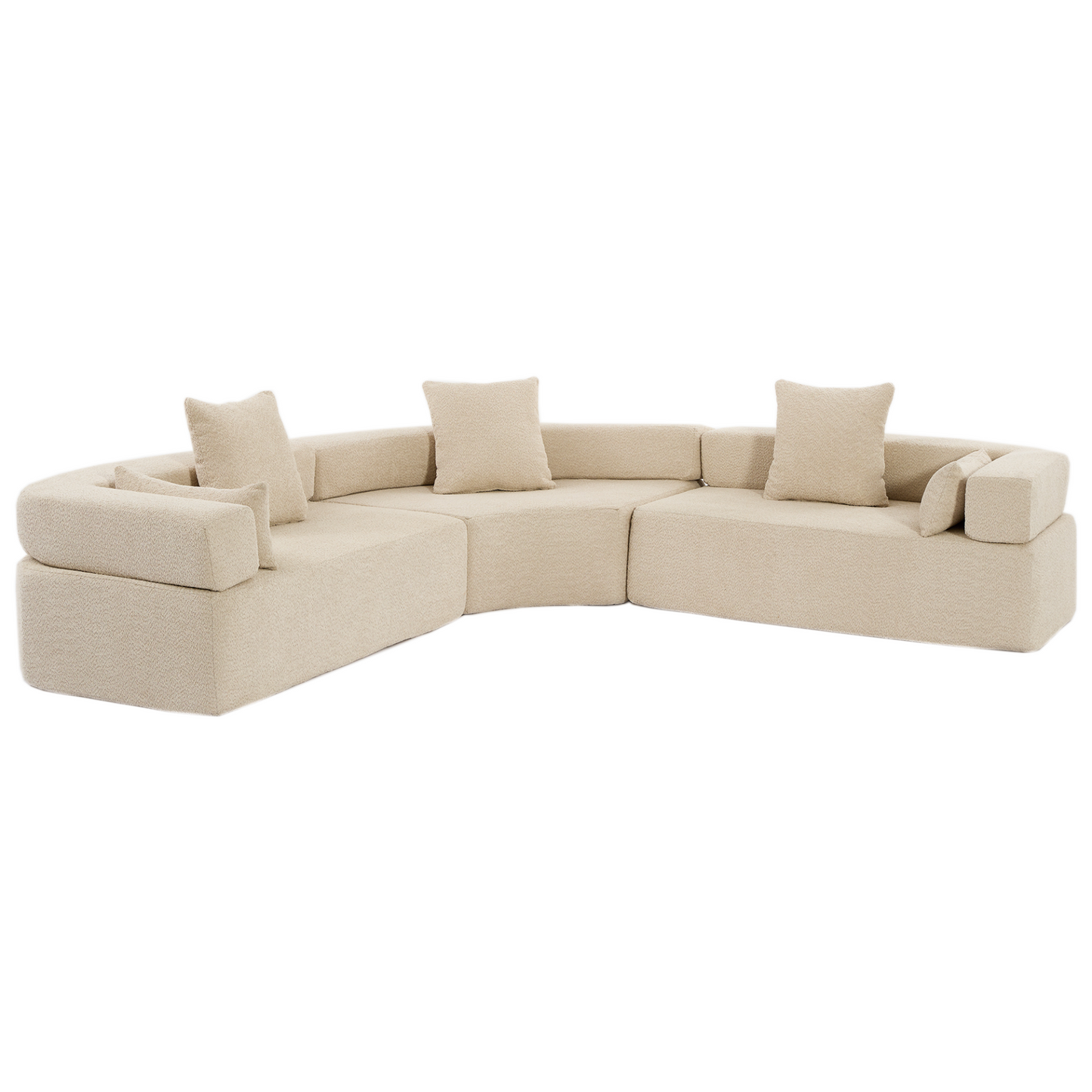 Oversized Combination Sofa,Curved Sofa,Upholstered 4 Seater Couch for Living Room,  Modern Modular 3 Piece Free Combination, Semicircular Modular  Sofa ,  Boucle, Khaki
