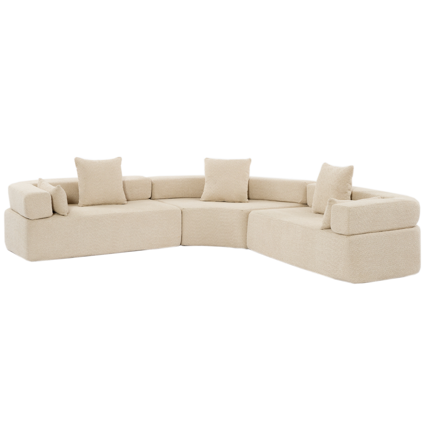 Oversized Combination Sofa,Curved Sofa,Upholstered 4 Seater Couch for Living Room,  Modern Modular 3 Piece Free Combination, Semicircular Modular  Sofa ,  Boucle, Khaki