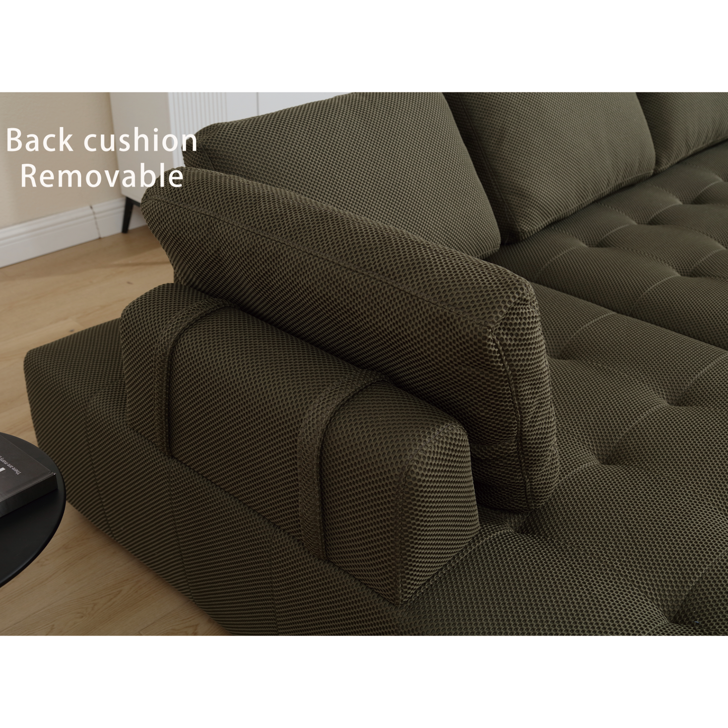 138.5 "Modular Combination Sofa, U-shaped Sofa, Living Room, Apartment, Upholstered ,6-seat Sofa, Free Combination Sofa (Mesh Fabric), Breathable Fabric,Green