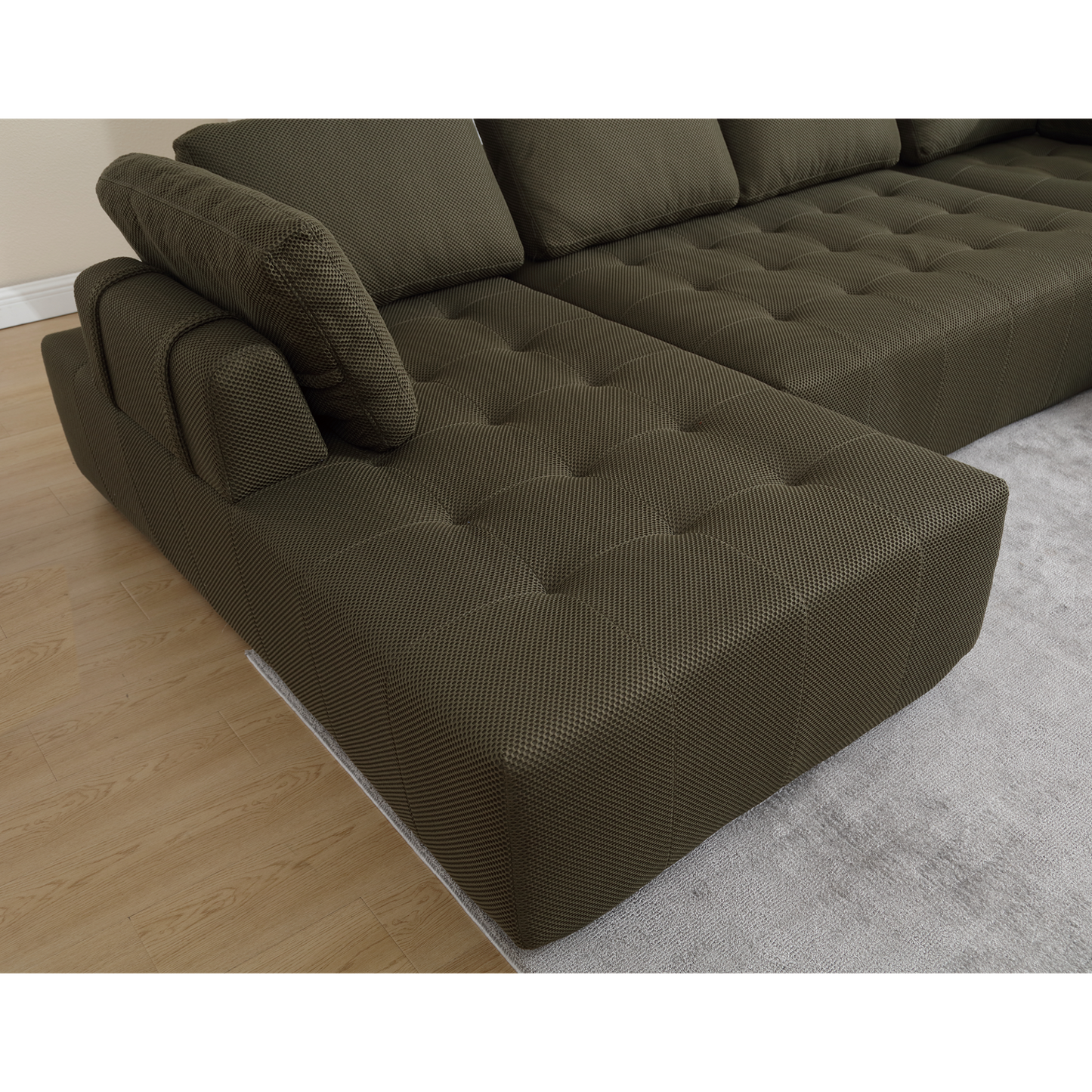 138.5 "Modular Combination Sofa, U-shaped Sofa, Living Room, Apartment, Upholstered ,6-seat Sofa, Free Combination Sofa (Mesh Fabric), Breathable Fabric,Green