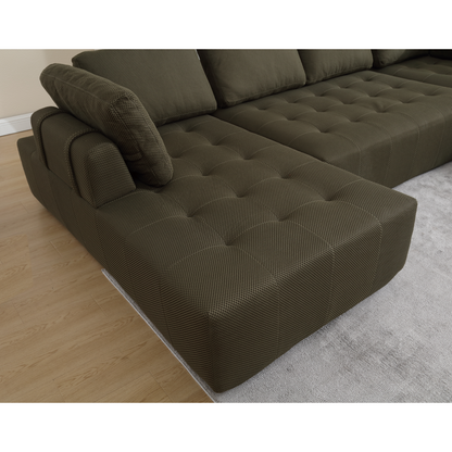 138.5 "Modular Combination Sofa, U-shaped Sofa, Living Room, Apartment, Upholstered ,6-seat Sofa, Free Combination Sofa (Mesh Fabric), Breathable Fabric,Green
