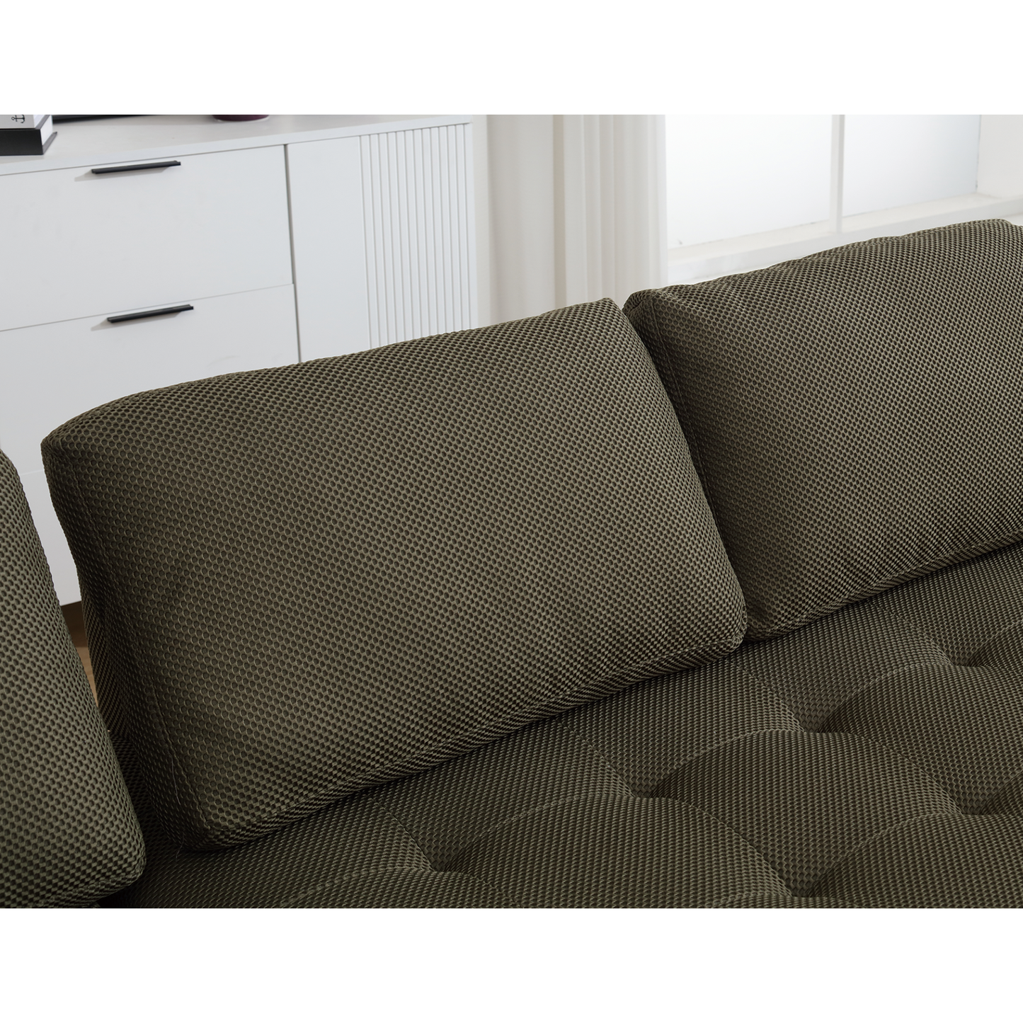 138.5 "Modular Combination Sofa, U-shaped Sofa, Living Room, Apartment, Upholstered ,6-seat Sofa, Free Combination Sofa (Mesh Fabric), Breathable Fabric,Green