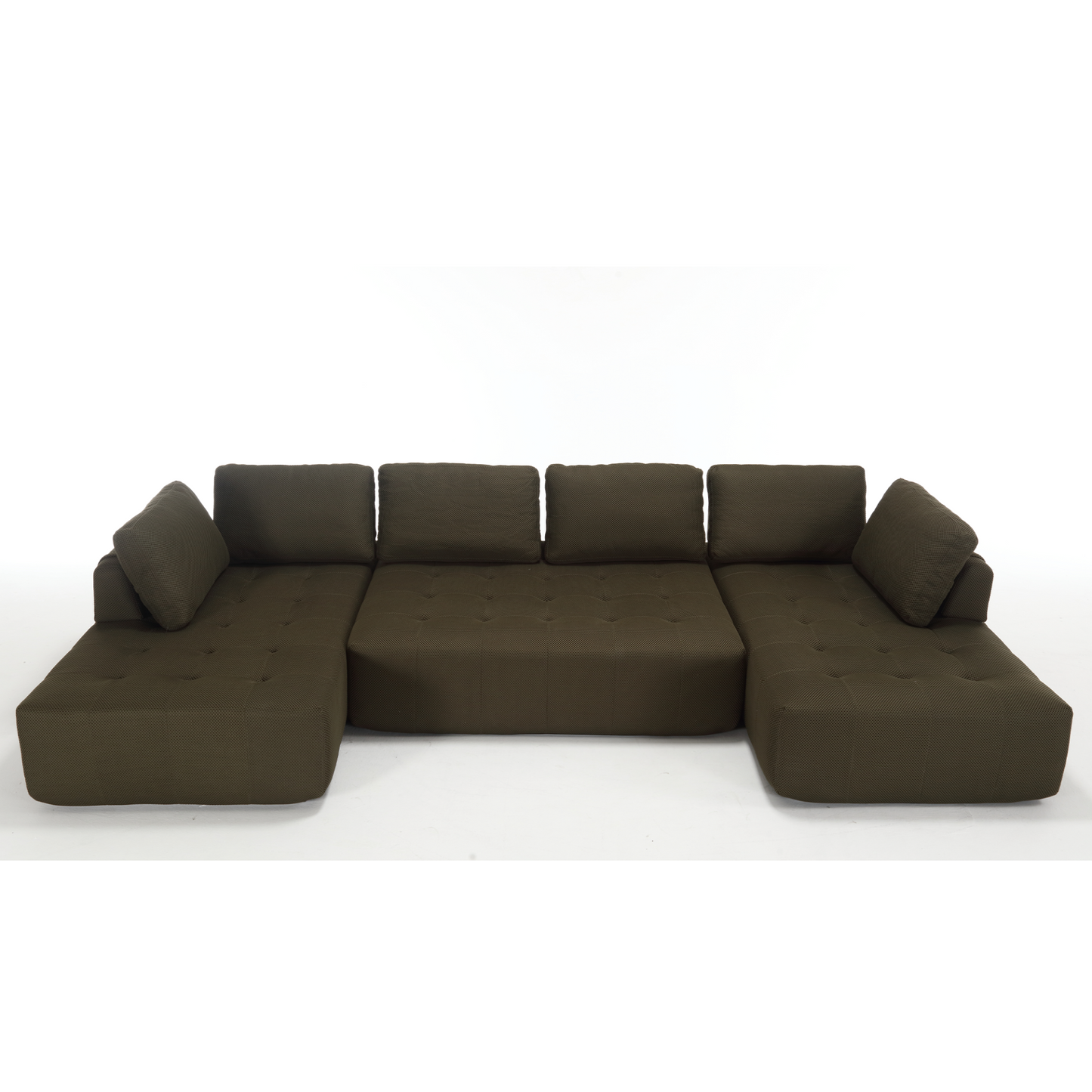 138.5 "Modular Combination Sofa, U-shaped Sofa, Living Room, Apartment, Upholstered ,6-seat Sofa, Free Combination Sofa (Mesh Fabric), Breathable Fabric,Green