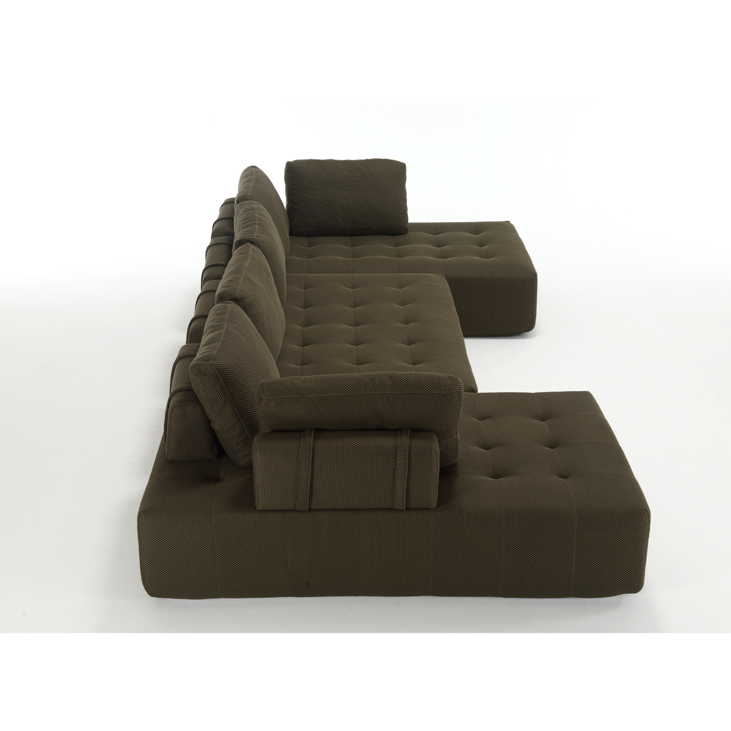 138.5 "Modular Combination Sofa, U-shaped Sofa, Living Room, Apartment, Upholstered ,6-seat Sofa, Free Combination Sofa (Mesh Fabric), Breathable Fabric,Green