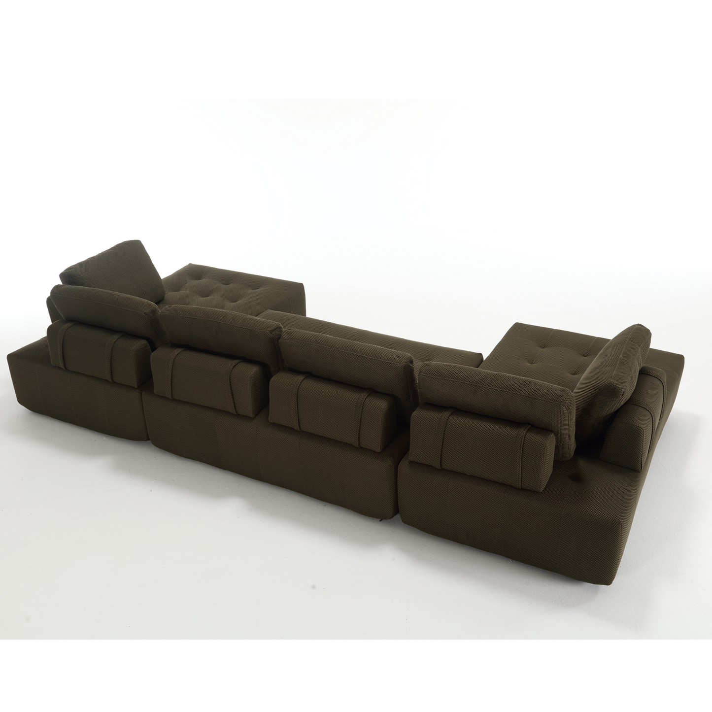 138.5 "Modular Combination Sofa, U-shaped Sofa, Living Room, Apartment, Upholstered ,6-seat Sofa, Free Combination Sofa (Mesh Fabric), Breathable Fabric,Green