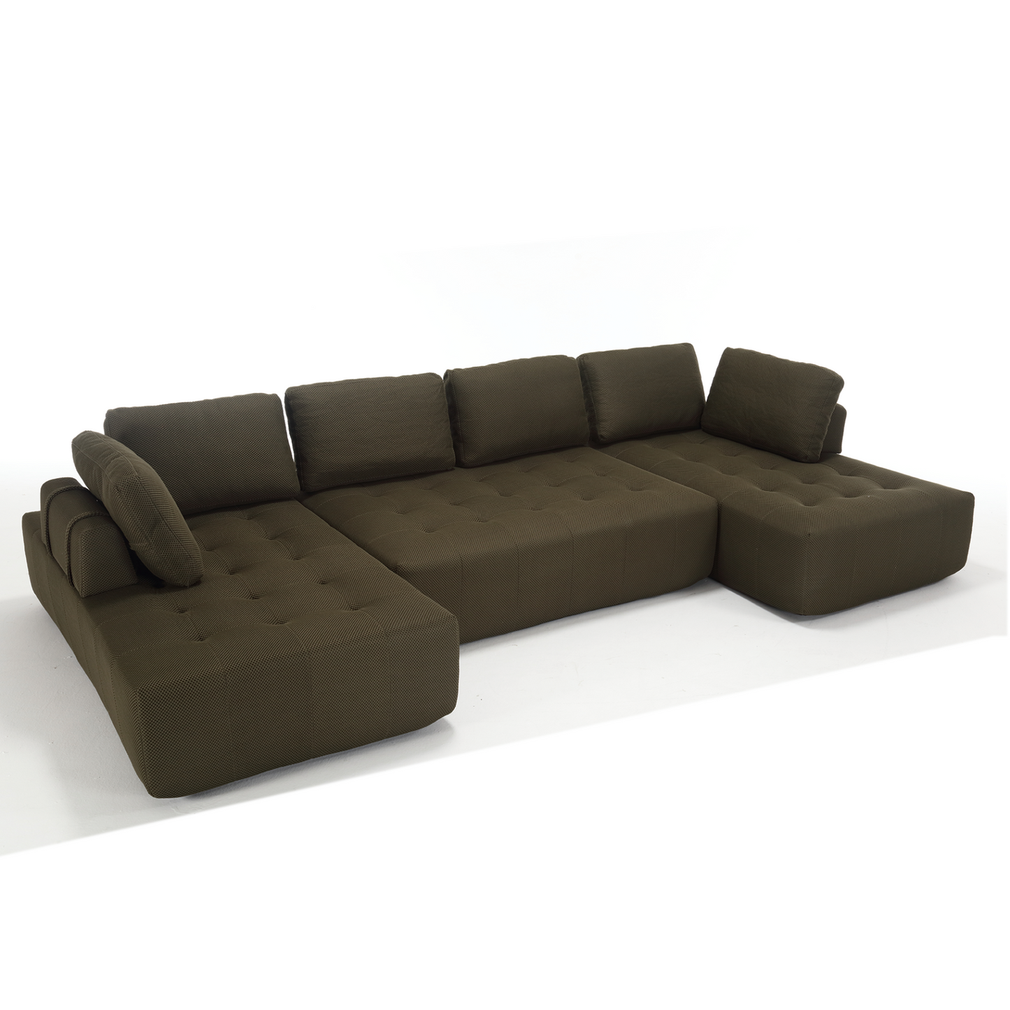 138.5 "Modular Combination Sofa, U-shaped Sofa, Living Room, Apartment, Upholstered ,6-seat Sofa, Free Combination Sofa (Mesh Fabric), Breathable Fabric,Green