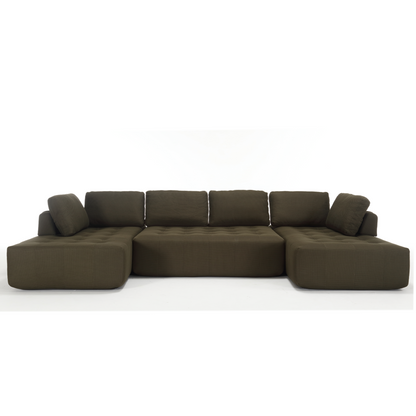 138.5 "Modular Combination Sofa, U-shaped Sofa, Living Room, Apartment, Upholstered ,6-seat Sofa, Free Combination Sofa (Mesh Fabric), Breathable Fabric,Green