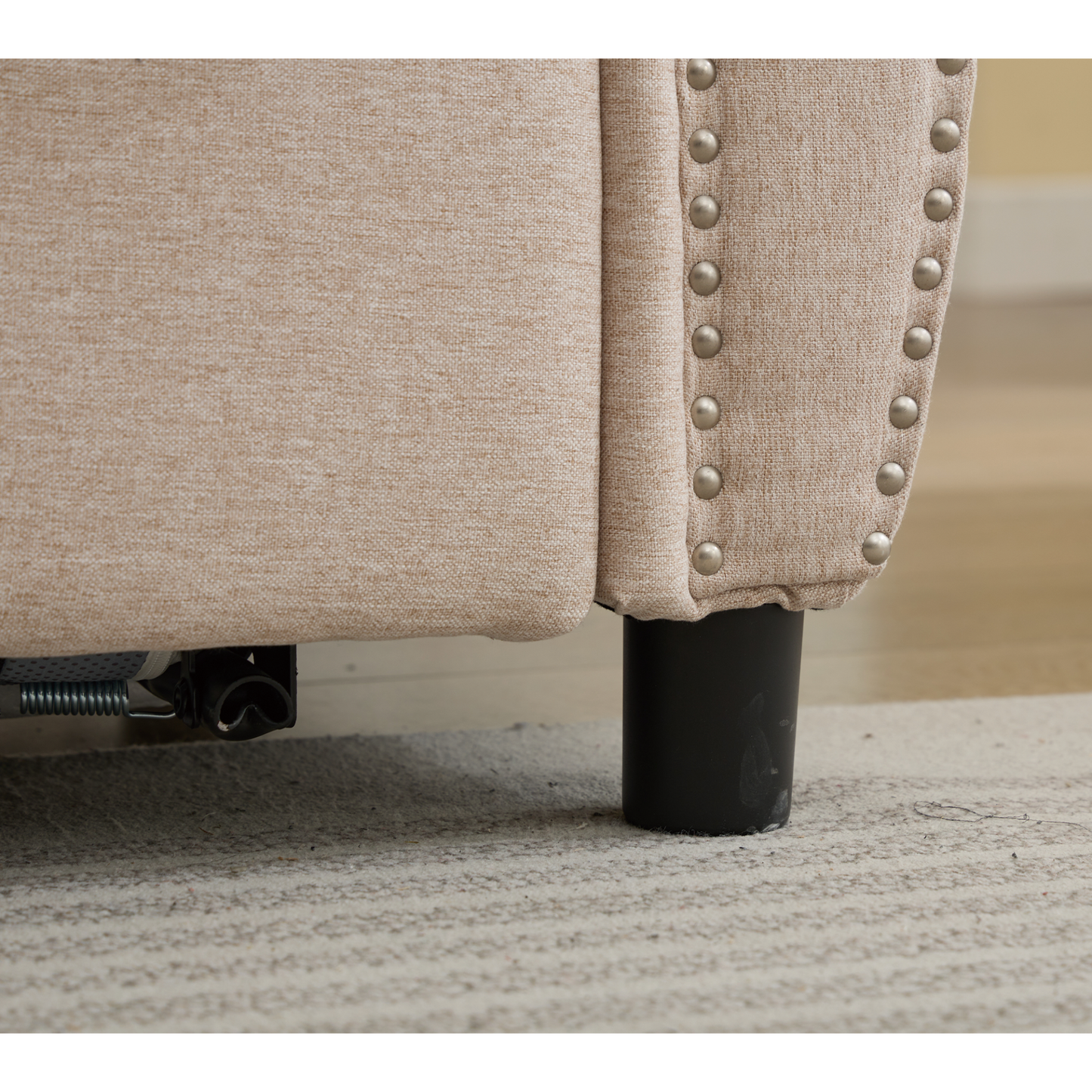 81.5" 2-in-1 Queen  Convertible Sleeper Sofa Bed,  Pull Out Couch Bed,3 seater sofa bed,with 3.35" Memory Foam Mattress ,Rivet handrail,Living Room, Apartment,  Beige