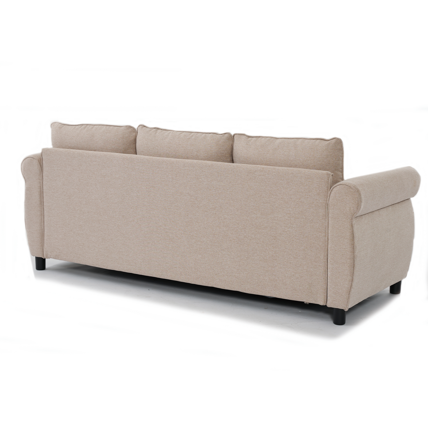 81.5" 2-in-1 Queen  Convertible Sleeper Sofa Bed,  Pull Out Couch Bed,3 seater sofa bed,with 3.35" Memory Foam Mattress ,Rivet handrail,Living Room, Apartment,  Beige