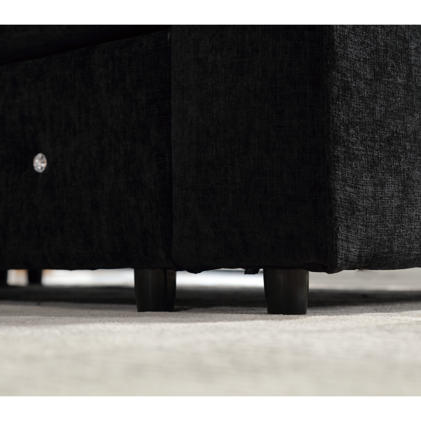 110.75" Sectional Sofa,Oversized modular sofa,Chaise Storage, Modern U Shaped  Couch , Upholstered Sofas,Chenille,Crystal button , Living Room, Apartment, Black