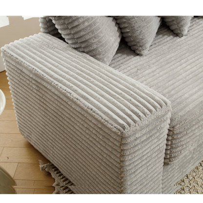 Oversized Two-Piece Couches, L Shaped Sofa, Corduroy, Right Chaise Daybed,with Armrests,Eight Throw Pillows,Corner Sofa,Easy To Assemble, Gray