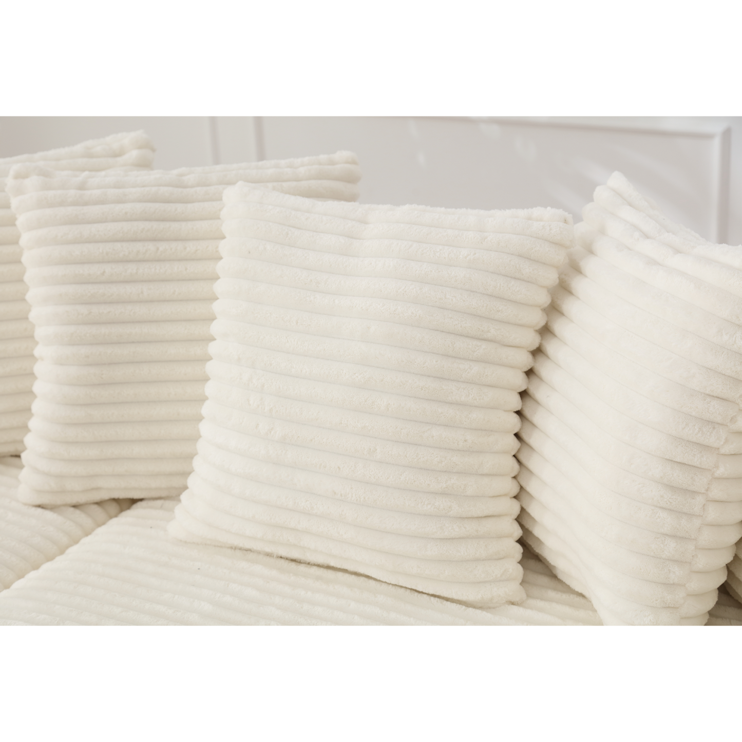 Oversized Two-Piece  Couches,  L Shaped Sofa, Corduroy, Left Chaise Daybed,with Armrests,Eight Throw Pillows,Corner Sofa,Easy To Assemble, Beige
