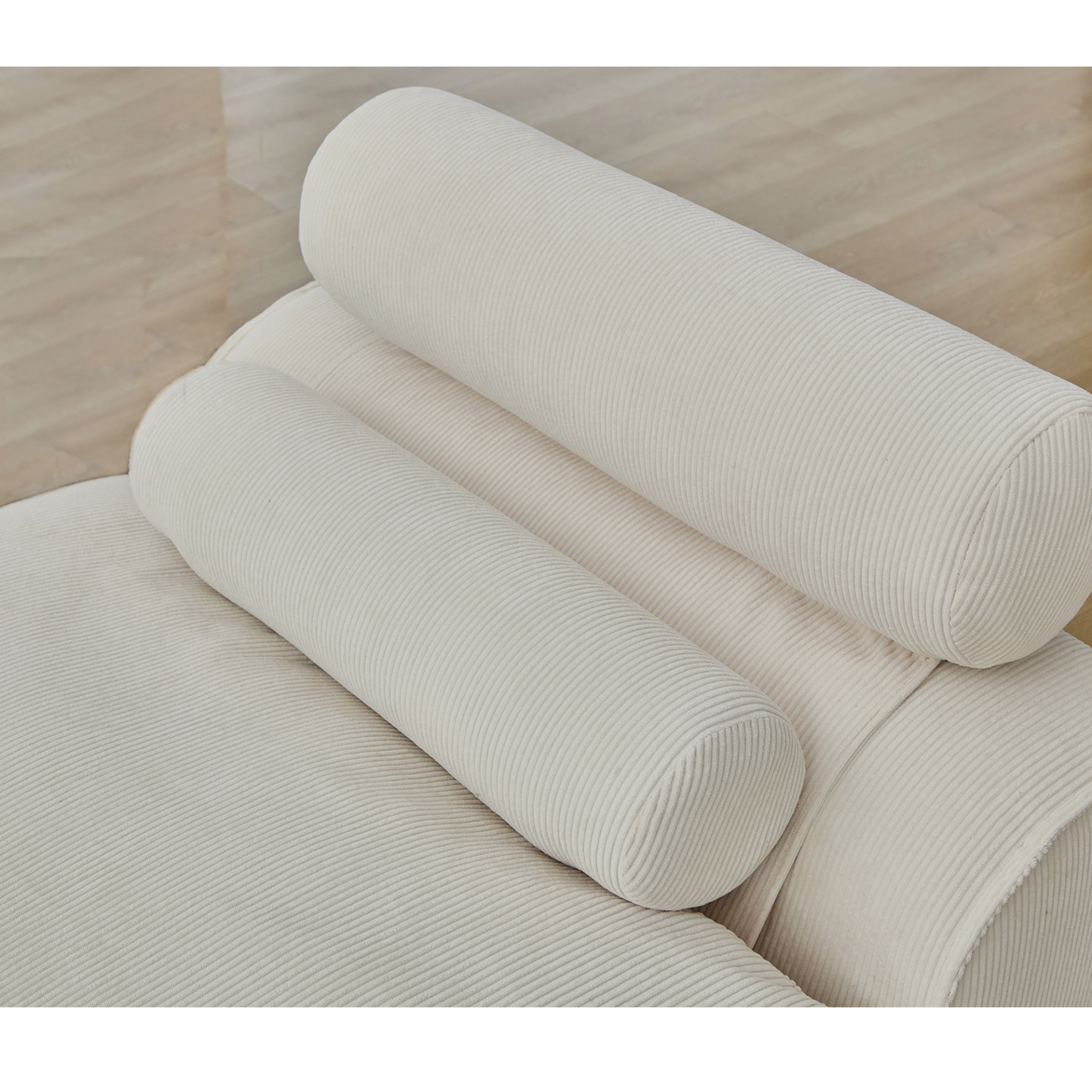 Modular Sofa,No Armrests,At will DIY,Soft Corduroy Fabric,Neck Pillow-Back Lounge Sofa Chair,Reading Nook, or Apartment Living, Lumbar Pillow,2 Seats,Upholstered,Beige
