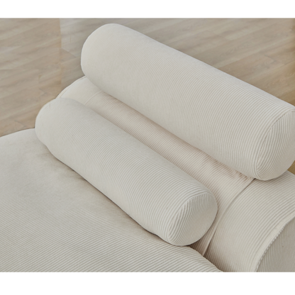 Modular Sofa,No Armrests,At will DIY,Soft Corduroy Fabric,Neck Pillow-Back Lounge Sofa Chair,Reading Nook, or Apartment Living, Lumbar Pillow,2 Seats,Upholstered,Beige