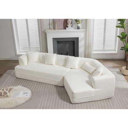 Modular sofa , modern minimalist style sofa,  upholstered ,  free combination, round fiber fabric, anti-wrinkle fabric,Dimension exten, creamy-white