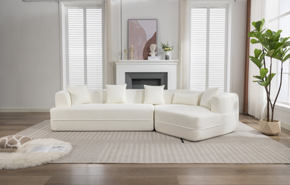Modular sofa , modern minimalist style sofa,  upholstered ,  free combination, round fiber fabric, anti-wrinkle fabric,Dimension exten, creamy-white