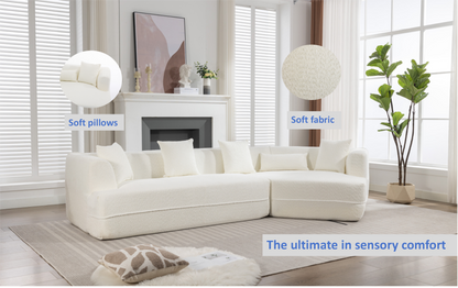 Modular sofa , modern minimalist style sofa,  upholstered ,  free combination, round fiber fabric, anti-wrinkle fabric,Dimension exten, creamy-white