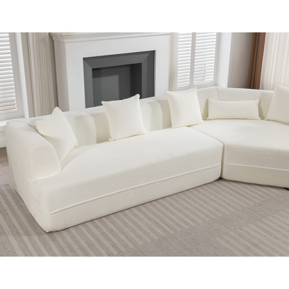 Modular sofa , modern minimalist style sofa,  upholstered ,  free combination, round fiber fabric, anti-wrinkle fabric,Dimension exten, creamy-white