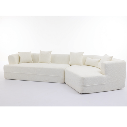 Modular sofa , modern minimalist style sofa,  upholstered ,  free combination, round fiber fabric, anti-wrinkle fabric,Dimension exten, creamy-white