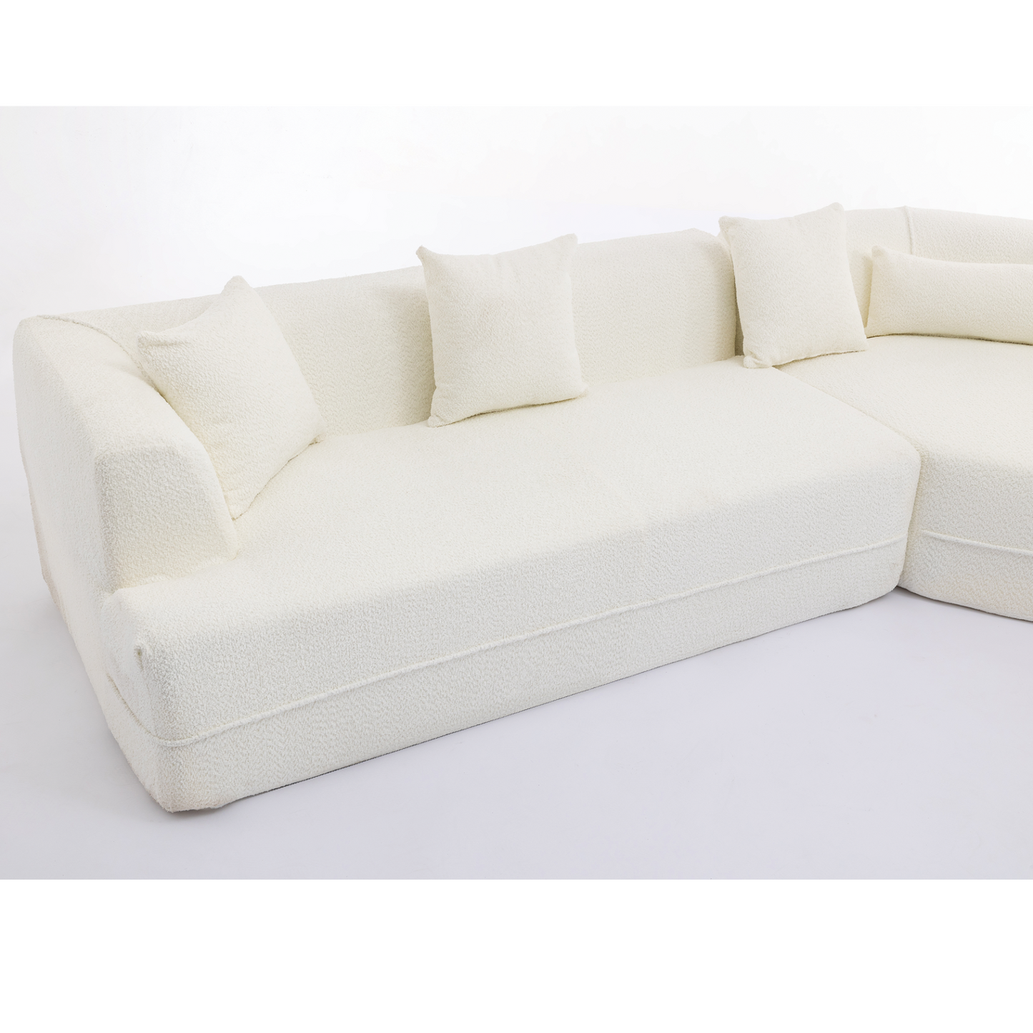 Modular sofa , modern minimalist style sofa,  upholstered ,  free combination, round fiber fabric, anti-wrinkle fabric,Dimension exten, creamy-white