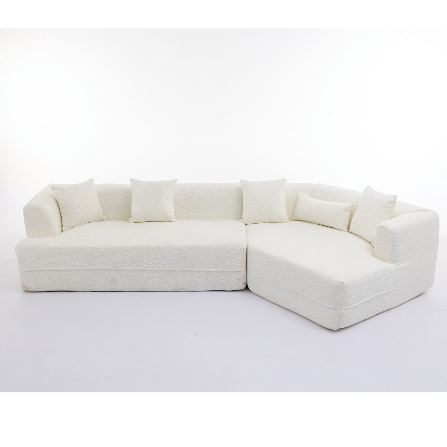 Modular sofa , modern minimalist style sofa,  upholstered ,  free combination, round fiber fabric, anti-wrinkle fabric,Dimension exten, creamy-white