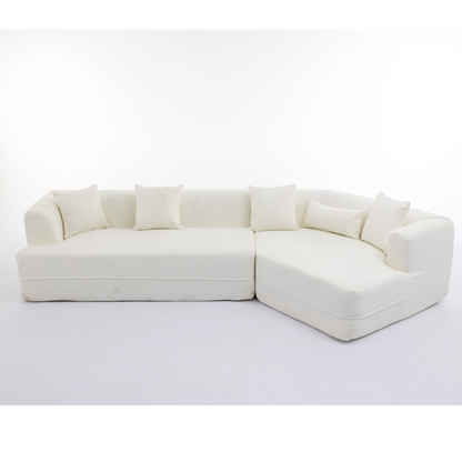 Modular sofa , modern minimalist style sofa,  upholstered ,  free combination, round fiber fabric, anti-wrinkle fabric,Dimension exten, creamy-white