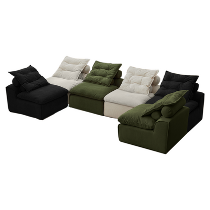 Modular Sofa,No Armrests,At will DIY,Corduroy ,Neck Pillow-Back Lounge Sofa Chair,Reading Nook, or Apartment Living, Lumbar Pillow,6 Seats,Upholstered,Beige,Green ,Black