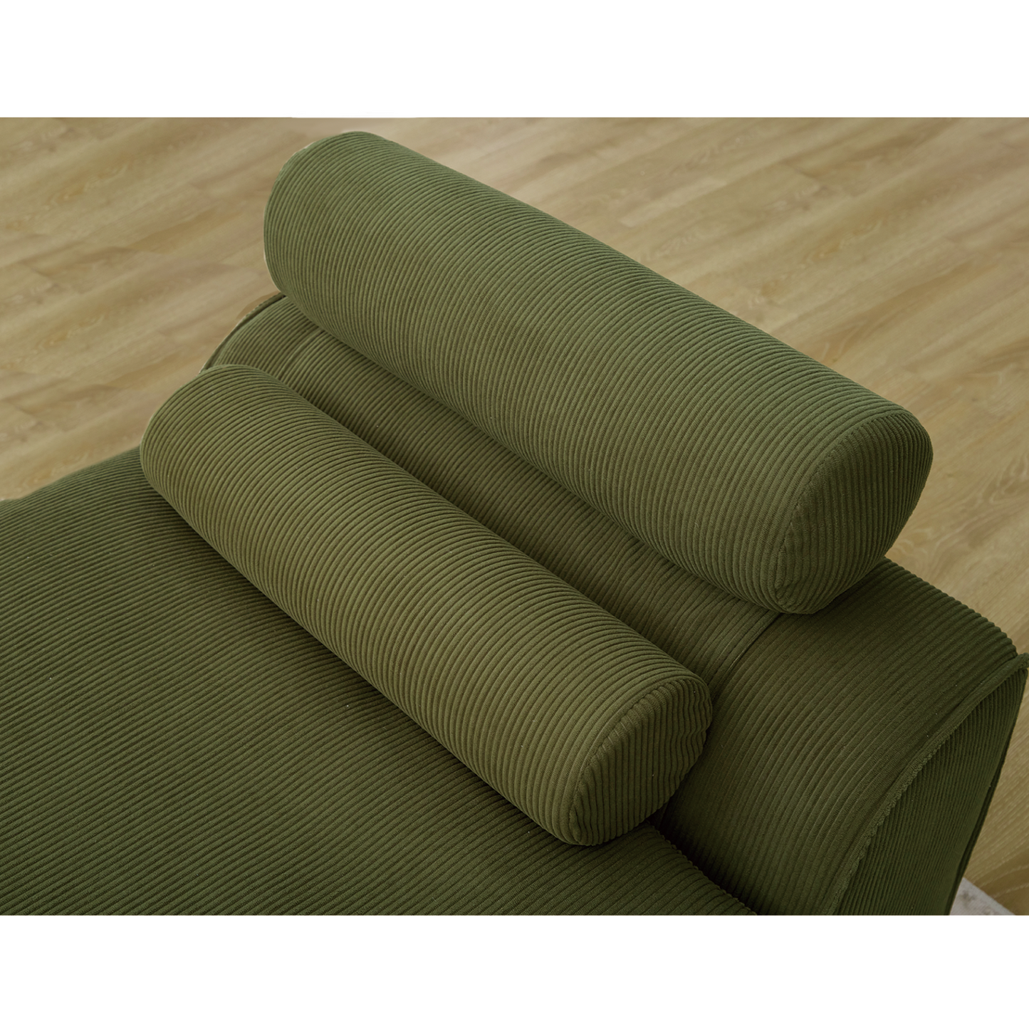 Modular Sofa,No Armrests,At will DIY,Corduroy ,Neck Pillow-Back Lounge Sofa Chair,Reading Nook, or Apartment Living, Lumbar Pillow,6 Seats,Upholstered,Green