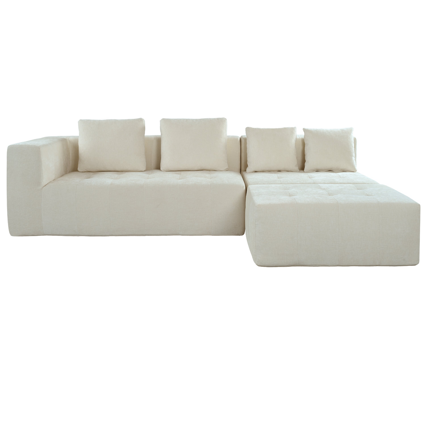 Modern Large Removable Modular Sofa, 3-Piece Set with Free Combination, Includes 4 Cushions, Ideal for Living Room, Bedroom, Apartment