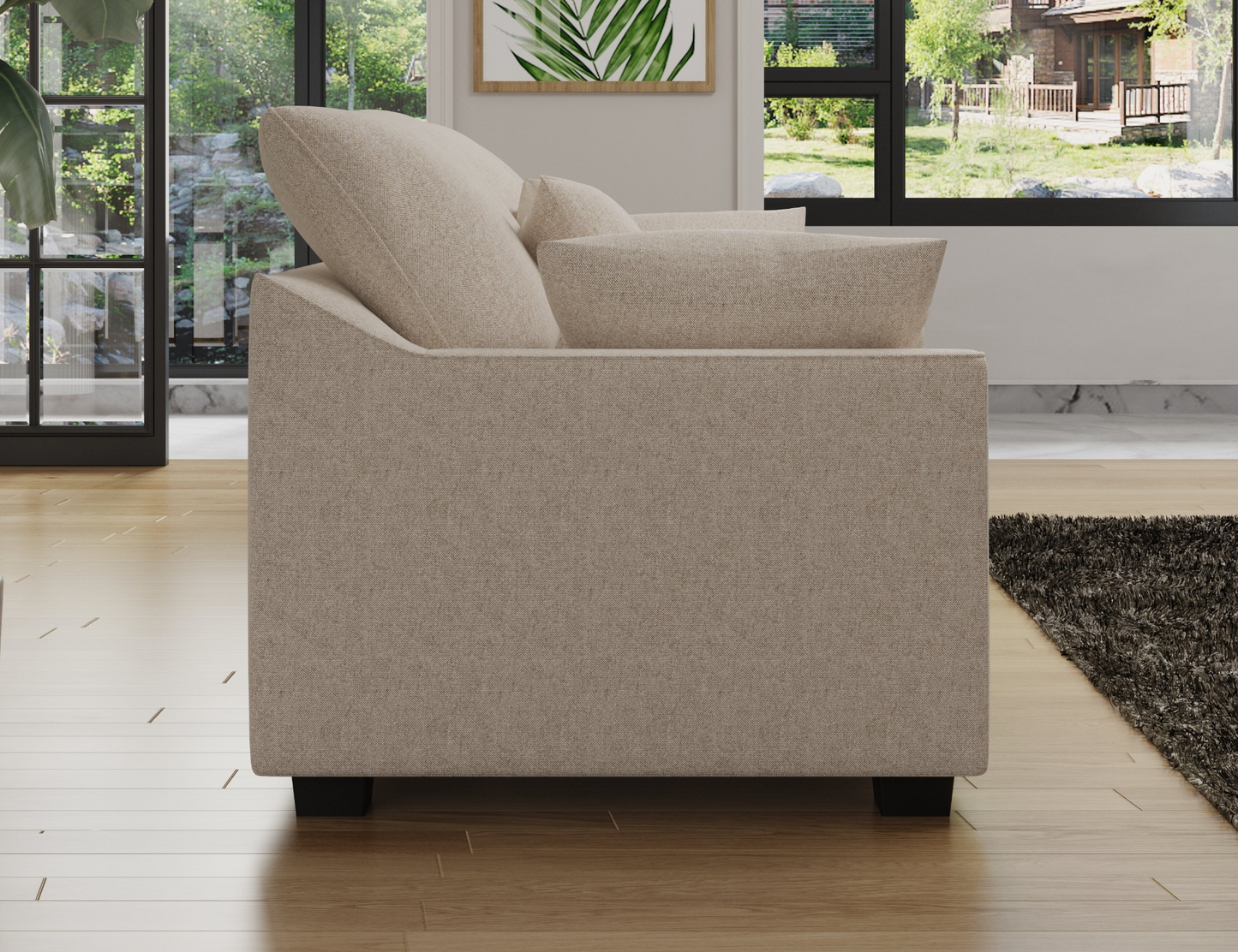78.7"  Sofa Couch 3-Seater Sofa with Pillows Polyester Upholstery Duck Down Filled Cushion Sofa for Living Room Apartment,Beige