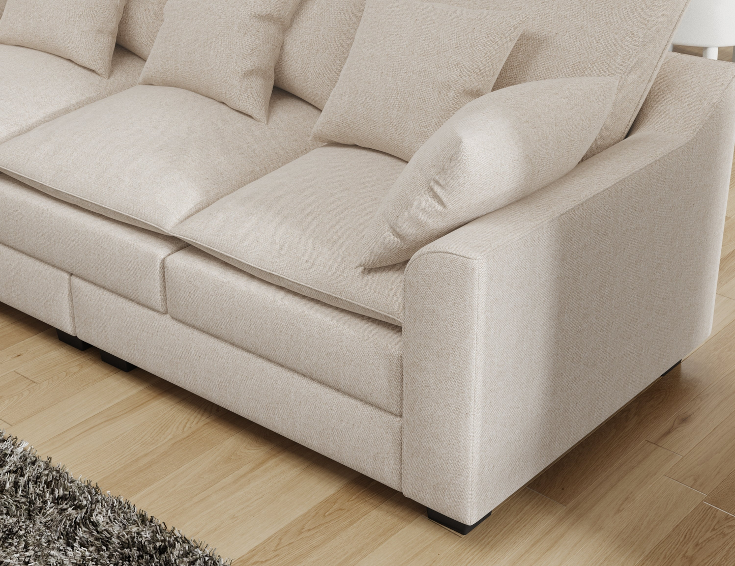 78.7"  Sofa Couch 3-Seater Sofa with Pillows Polyester Upholstery Duck Down Filled Cushion Sofa for Living Room Apartment,Beige