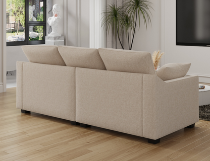 78.7"  Sofa Couch 3-Seater Sofa with Pillows Polyester Upholstery Duck Down Filled Cushion Sofa for Living Room Apartment,Beige