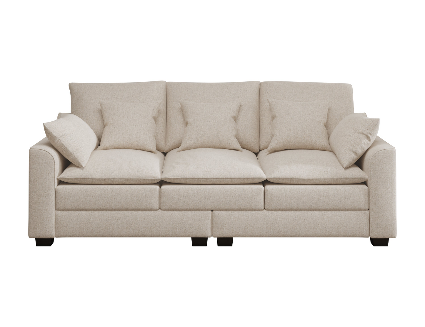 78.7"  Sofa Couch 3-Seater Sofa with Pillows Polyester Upholstery Duck Down Filled Cushion Sofa for Living Room Apartment,Beige