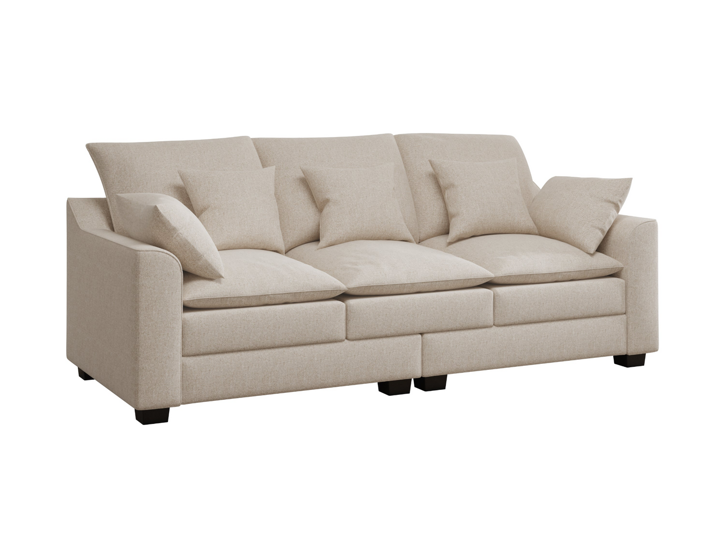 78.7"  Sofa Couch 3-Seater Sofa with Pillows Polyester Upholstery Duck Down Filled Cushion Sofa for Living Room Apartment,Beige