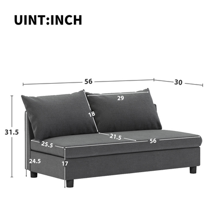 Loveseat Module for Modular Sectional Sofa,Chenille,Minimalist Style,2 Colors