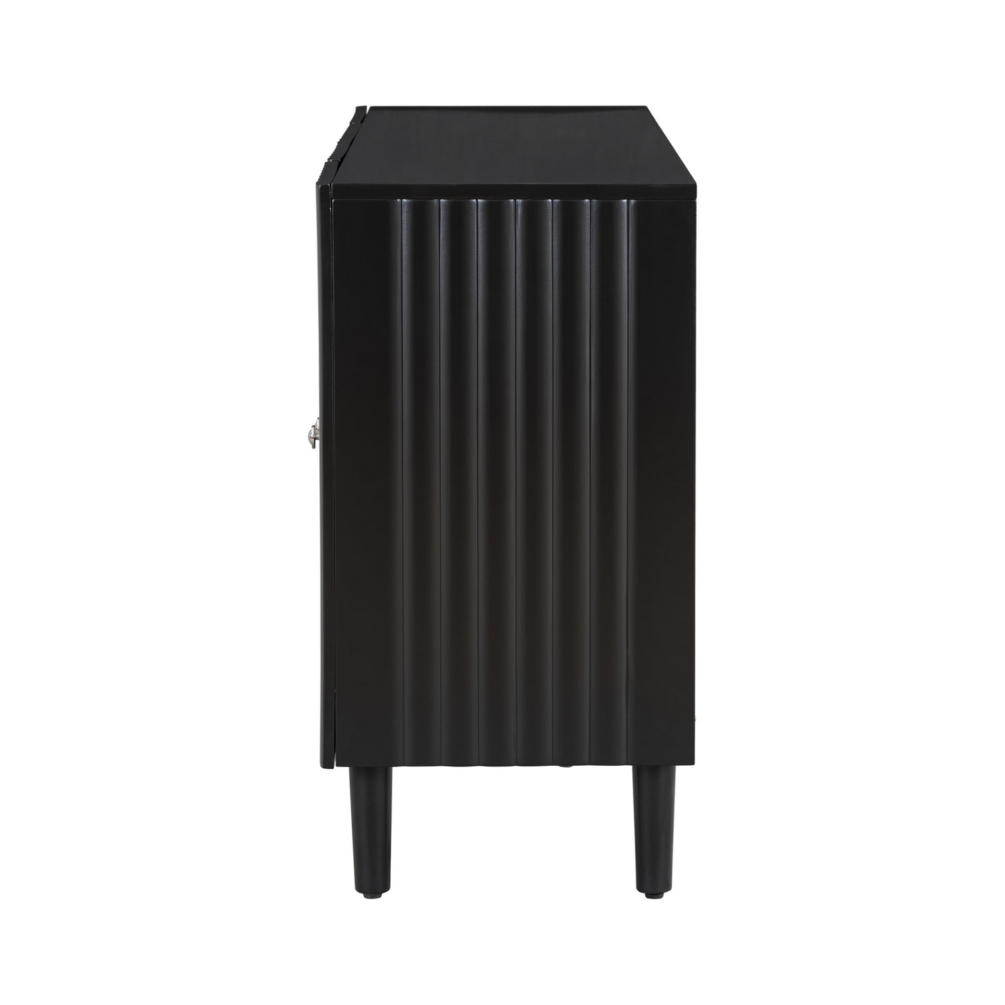Elegant Four-Door Sideboard with Wavy Pattern Doors, Cylindrical Legs, and Sleek Metal Handles, Adjustable, Suitable for Study, Entryway and Living Room