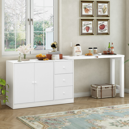 Innovative Sideboard that effortlessly converts into a dining table and Adjustable Pull-Out Top for Flexible Use,Suitable for Study,Entrance and Living Room