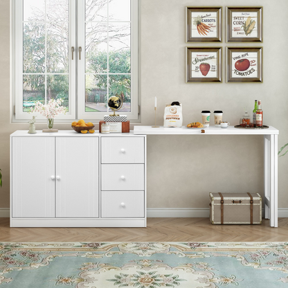 Innovative Sideboard that effortlessly converts into a dining table and Adjustable Pull-Out Top for Flexible Use,Suitable for Study,Entrance and Living Room