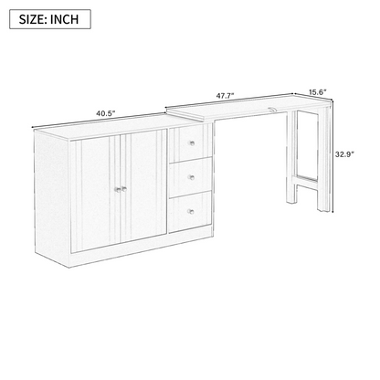 Innovative Sideboard that effortlessly converts into a dining table and Adjustable Pull-Out Top for Flexible Use,Suitable for Study,Entrance and Living Room