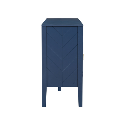 Four-Door Sideboard with Geometric Line Patterns and Vintage Metal Handles for Timeless Elegance,Suitable for Living Rooms, Entrance and Study Rooms
