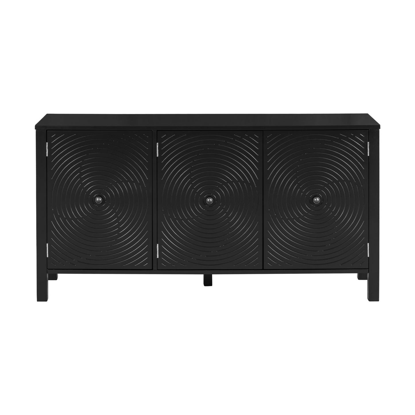 Sideboard with Curved Swirl Patterned Doors and Artistic Three-Door Design,Suitable for Living Rooms,Entrance and Study