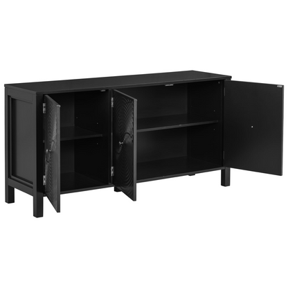 Sideboard with Curved Swirl Patterned Doors and Artistic Three-Door Design,Suitable for Living Rooms,Entrance and Study
