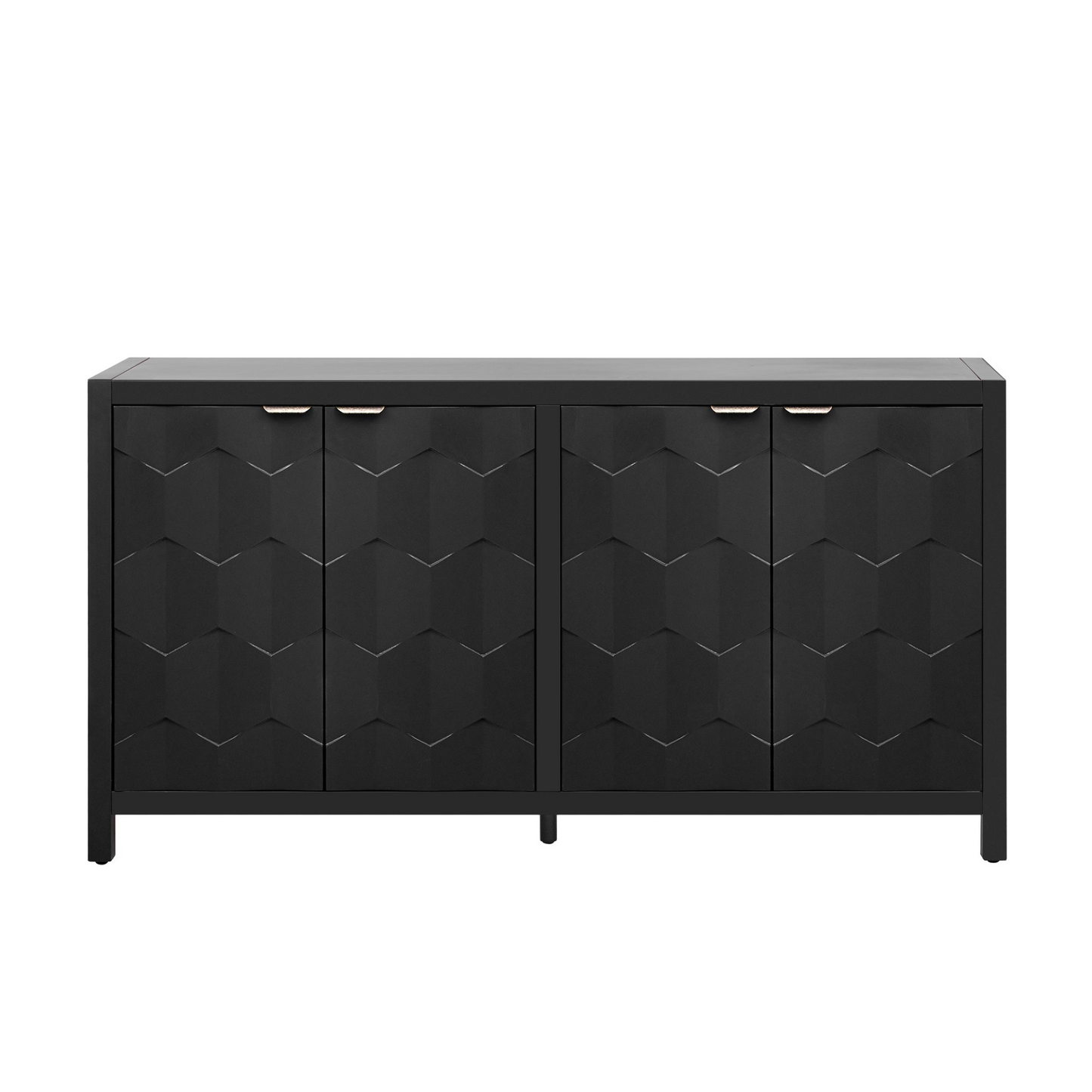 Luxurious Four-Door Sideboard with Honeycomb Patterned Doors, Offering Ample Storage for Study,Entrance and Living Room