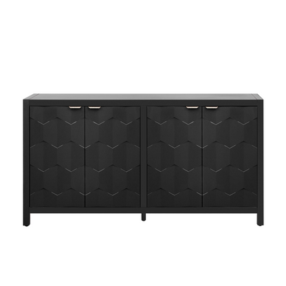 Luxurious Four-Door Sideboard with Honeycomb Patterned Doors, Offering Ample Storage for Study,Entrance and Living Room